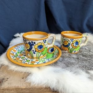Sold 3pc Vtg Hand-Painted Spanish Espresso Set - Signed